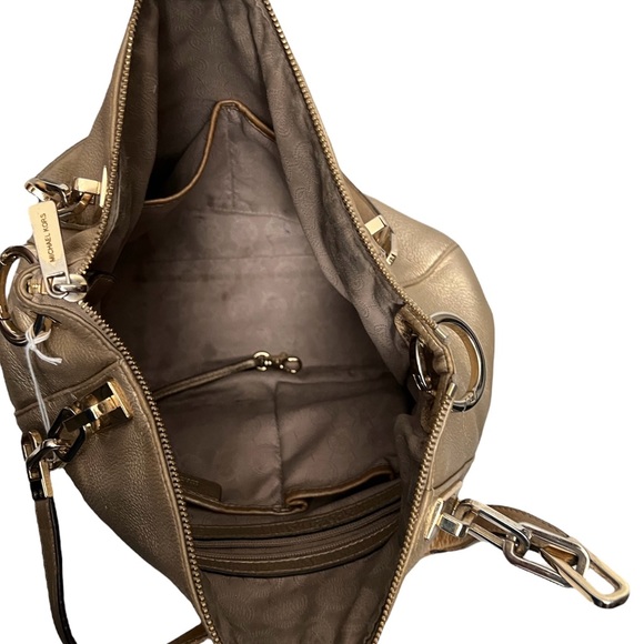 Michael Kors Gold Pebble Leather Shoulder Bag - Picture 6 of 6